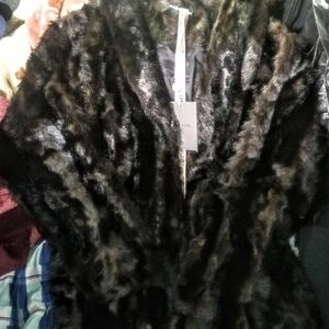House of CB Black Faux Fur Cape